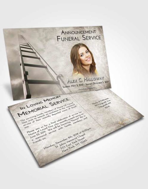 Funeral Announcement Card Template Emerald Sunrise Stairway to Forever