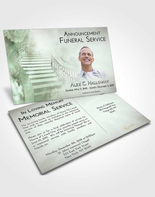 Funeral Announcement Card Template Emerald Sunrise Stairway to Freedom