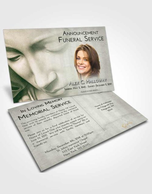 Funeral Announcement Card Template Emerald Sunrise Virgin Mary