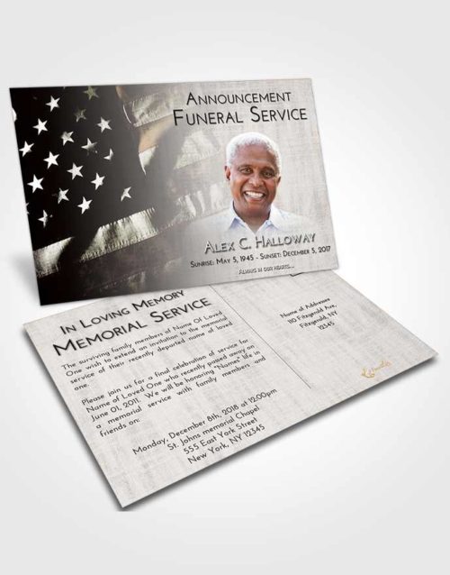 Funeral Announcement Card Template Evening American Veteran