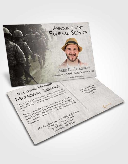 Funeral Announcement Card Template Evening Army March
