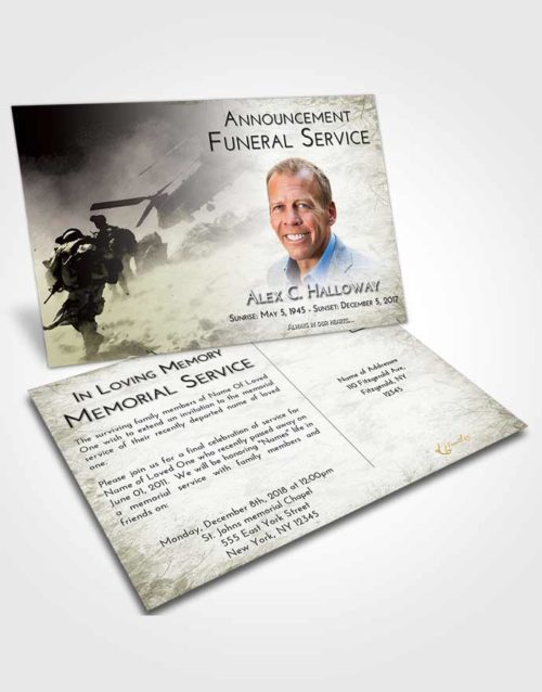 Funeral Announcement Card Template Evening Army Sacrifice