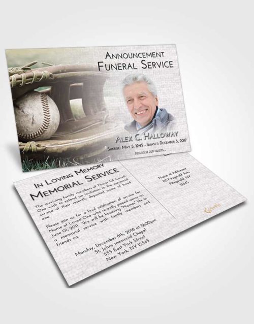 Funeral Announcement Card Template Evening Baseball Tranquility