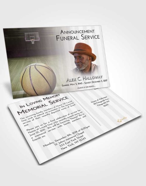 Funeral Announcement Card Template Evening Basketball Dreams