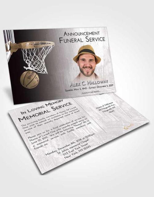 Funeral Announcement Card Template Evening Basketball Journey