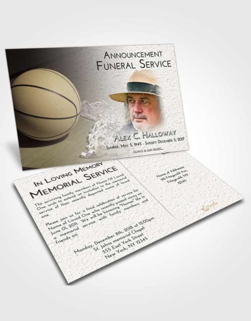 Funeral Announcement Card Template Evening Basketball Peace