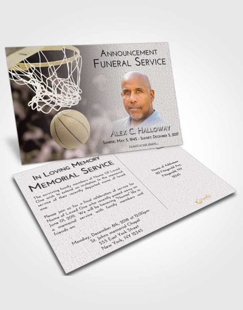 Funeral Announcement Card Template Evening Basketball Swish