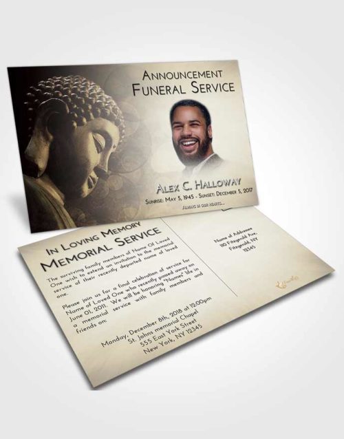 Funeral Announcement Card Template Evening Buddha Divinity