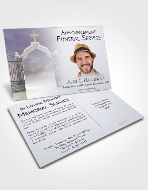 Funeral Announcement Card Template Evening Clear Gates For Heaven