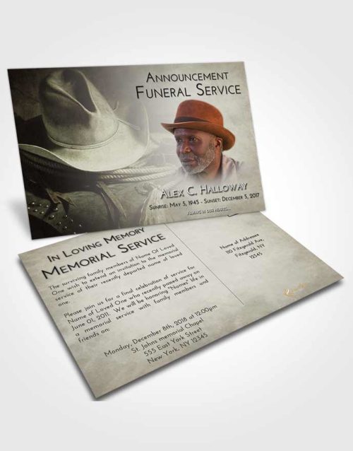 Funeral Announcement Card Template Evening Cowboy Serenity