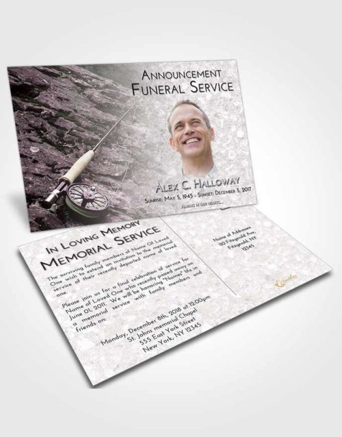 Funeral Announcement Card Template Evening Fishing on the Rocks