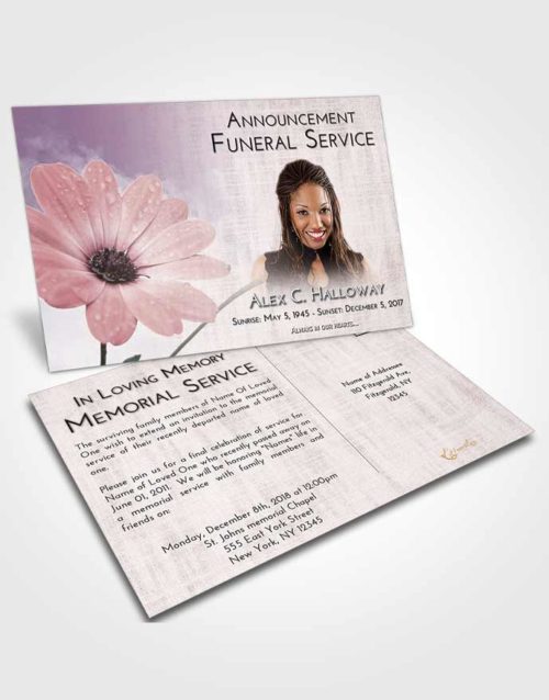 Funeral Announcement Card Template Evening Floral Raindrops