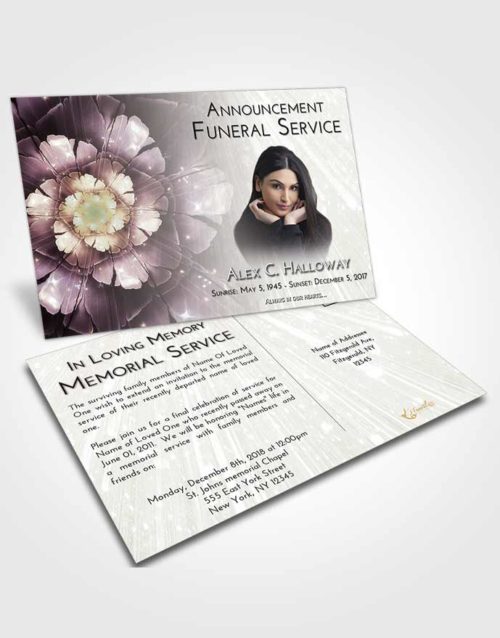Funeral Announcement Card Template Evening Floral Secret