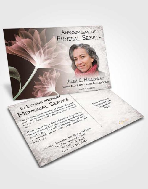 Funeral Announcement Card Template Evening Flower Peace