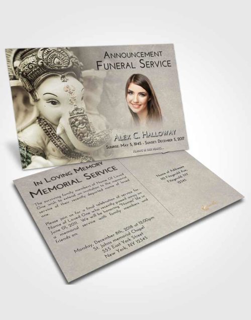 Funeral Announcement Card Template Evening Ganesha Desire