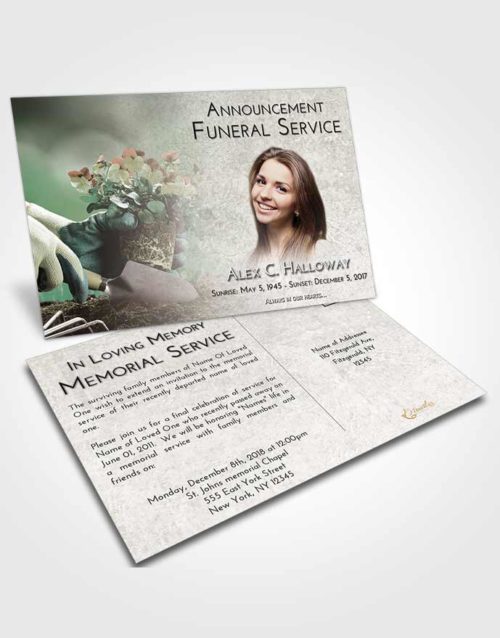Funeral Announcement Card Template Evening Gardening Passion