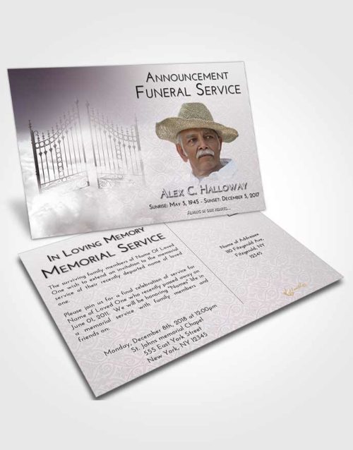 Funeral Announcement Card Template Evening Gates to Heaven