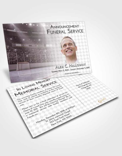 Funeral Announcement Card Template Evening Hockey Love
