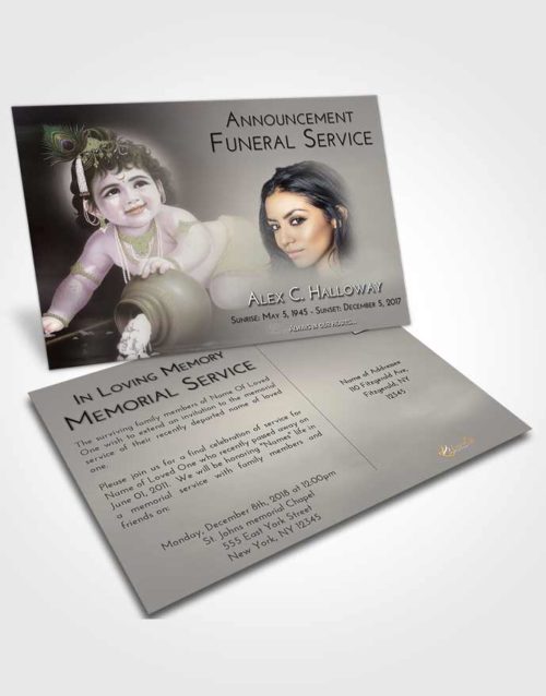 Funeral Announcement Card Template Evening Lord Krishna Divinity