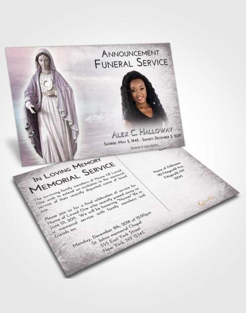 Funeral Announcement Card Template Evening Mary Full of Grace