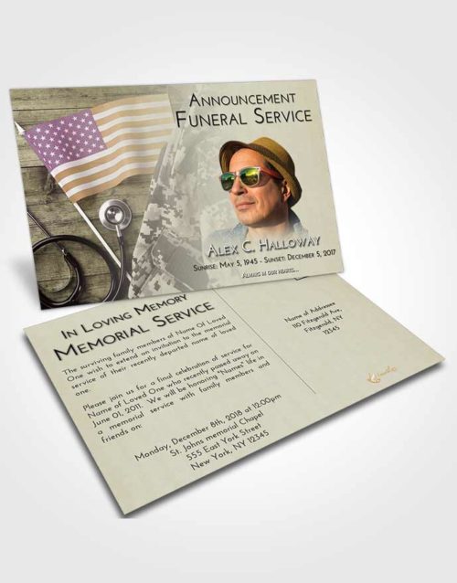 Funeral Announcement Card Template Evening Military Medical