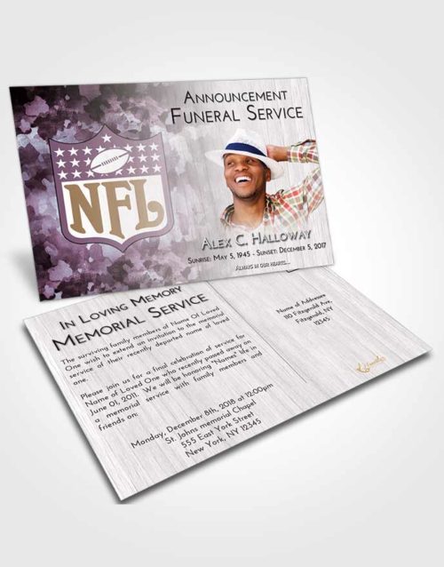Funeral Announcement Card Template Evening NFL Star