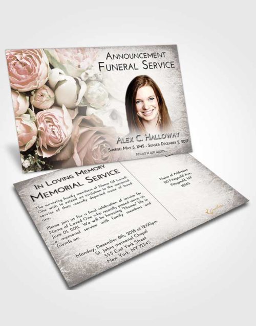 Funeral Announcement Card Template Evening Rose Magic
