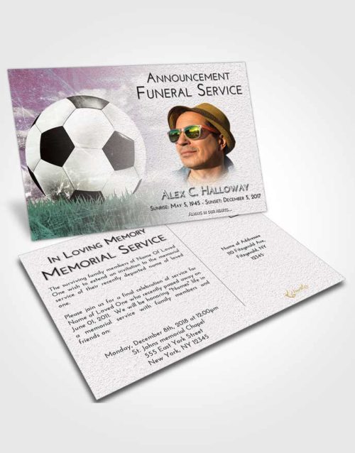 Funeral Announcement Card Template Evening Soccer Dreams