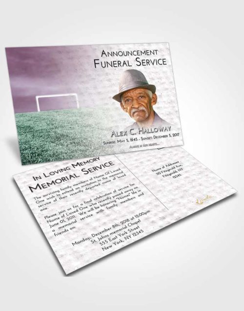 Funeral Announcement Card Template Evening Soccer Journey