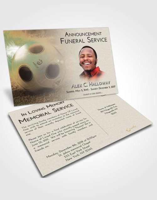 Funeral Announcement Card Template Evening Soccer Miracle