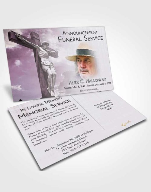 Funeral Announcement Card Template Evening Spiritual Cross