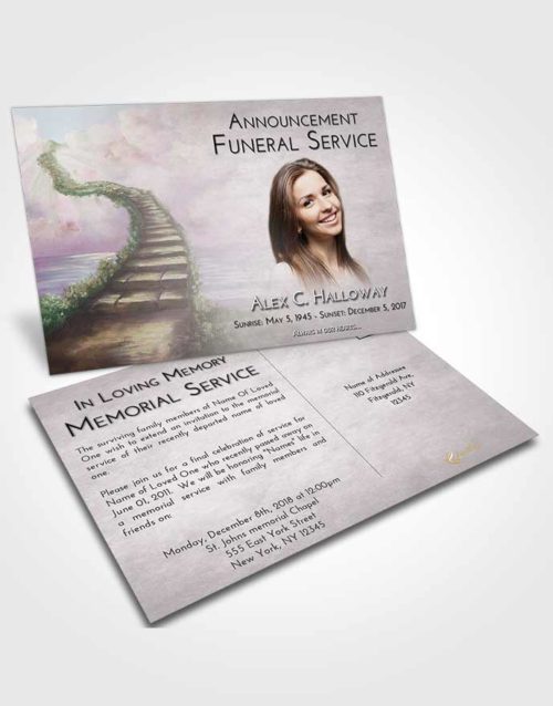Funeral Announcement Card Template Evening Stairway Above