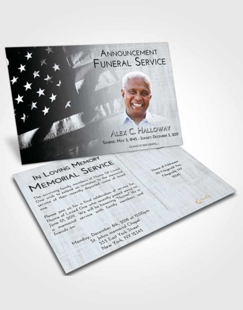 Funeral Announcement Card Template Freedom American Veteran