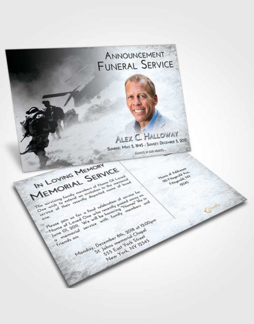Funeral Announcement Card Template Freedom Army Sacrifice