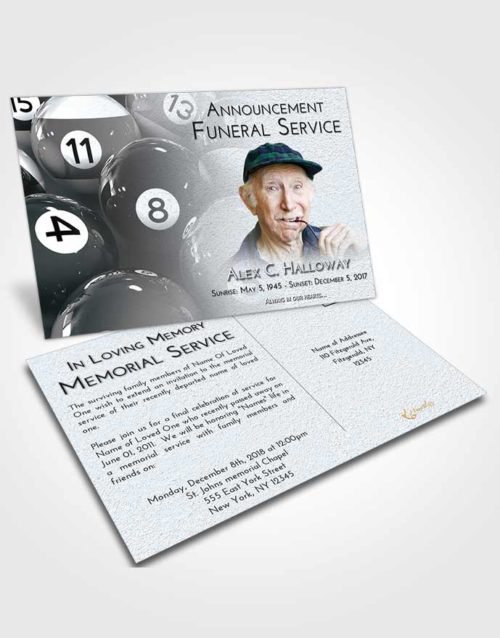 Funeral Announcement Card Template Freedom Billiards Tournament