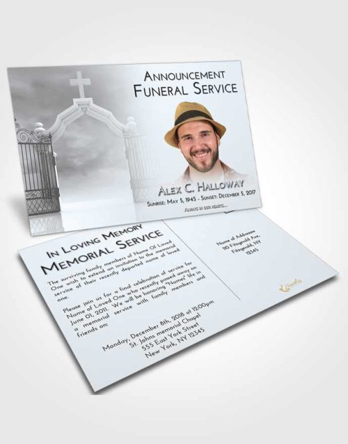 Funeral Announcement Card Template Freedom Clear Gates For Heaven