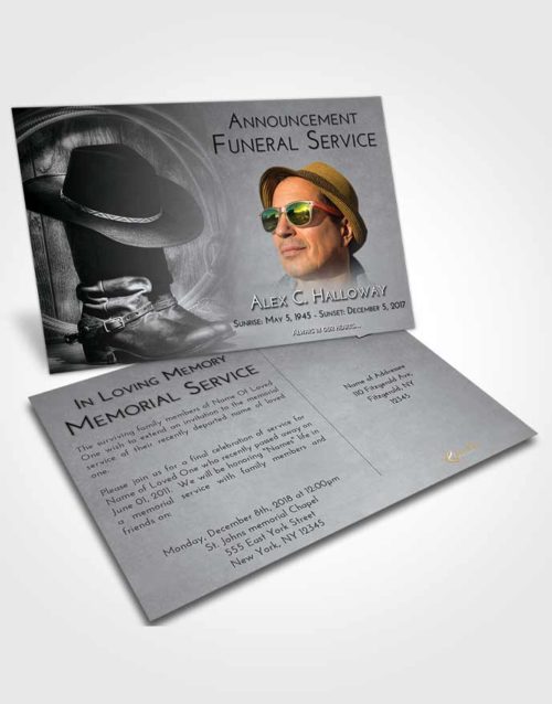 Funeral Announcement Card Template Freedom Cowboy Desire