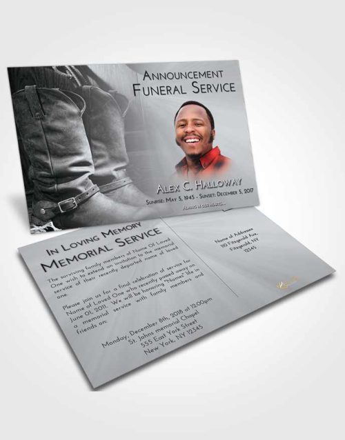 Funeral Announcement Card Template Freedom Cowboy Love