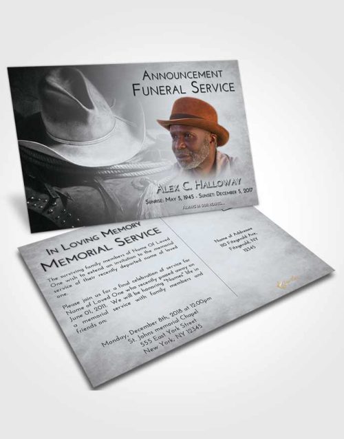 Funeral Announcement Card Template Freedom Cowboy Serenity