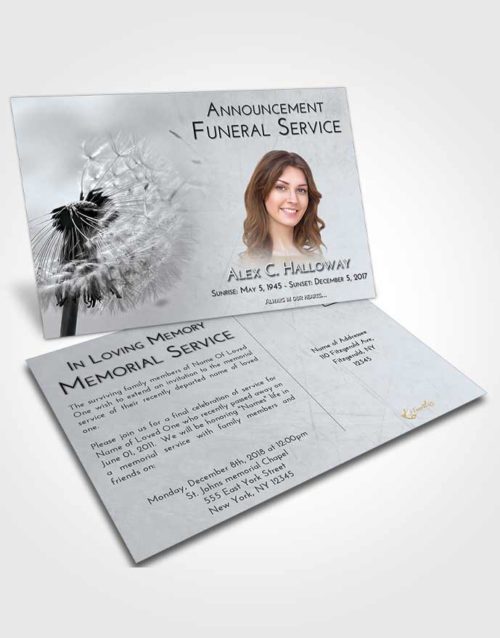 Funeral Announcement Card Template Freedom Dandelion Dream