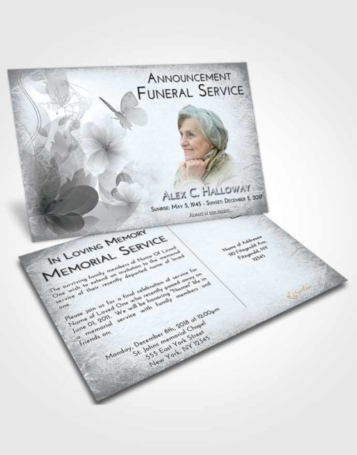 Funeral Announcement Card Template Freedom Floral Butterfly