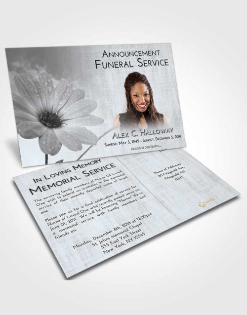 Funeral Announcement Card Template Freedom Floral Raindrops