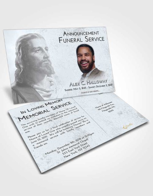 Funeral Announcement Card Template Freedom Gaze of Jesus