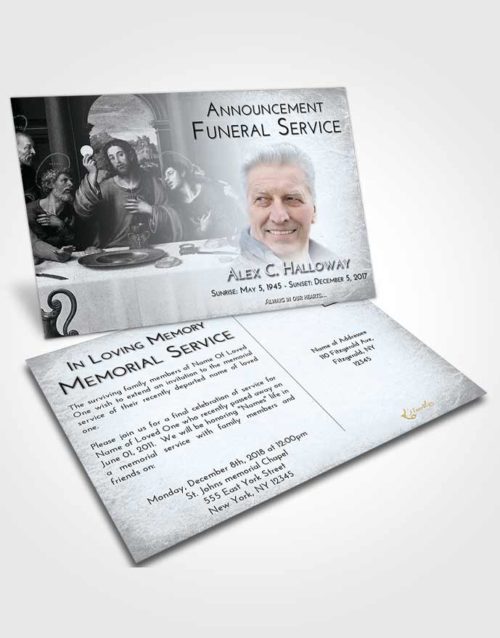 Funeral Announcement Card Template Freedom Jesus Last Supper