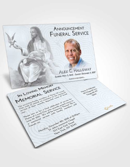 Funeral Announcement Card Template Freedom Jesus in the Sky