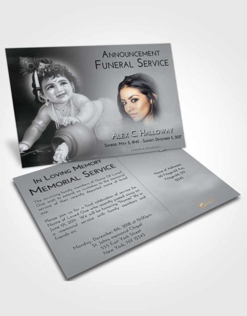 Funeral Announcement Card Template Freedom Lord Krishna Divinity