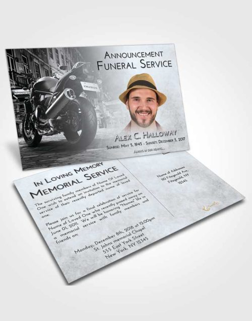 Funeral Announcement Card Template Freedom Motorcycle Dreams