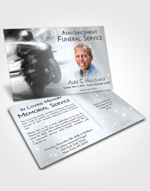 Funeral Announcement Card Template Freedom Motorcycle Speed