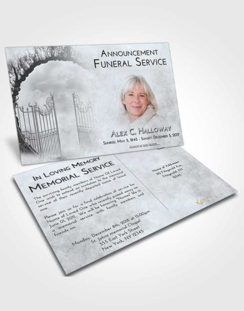 Funeral Announcement Card Template Freedom Mystical Gates of Heaven