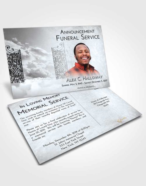 Funeral Announcement Card Template Freedom Pearly Gates of Heaven